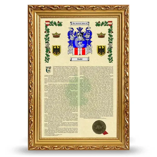 Stahl Armorial History Framed - Gold