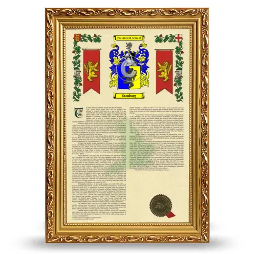 Stanburg Armorial History Framed - Gold