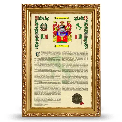 Steffano Armorial History Framed - Gold