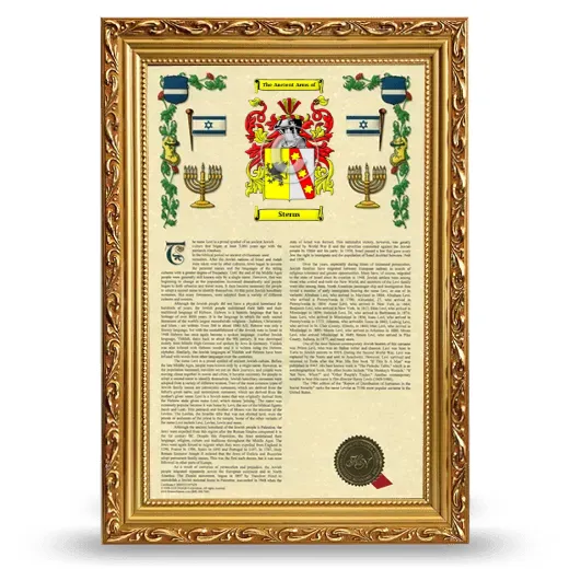 Sterns Armorial History Framed - Gold