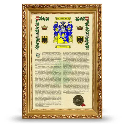 Stettenberg Armorial History Framed - Gold