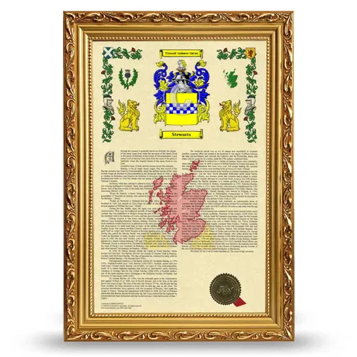 Stewarts Armorial History Framed - Gold