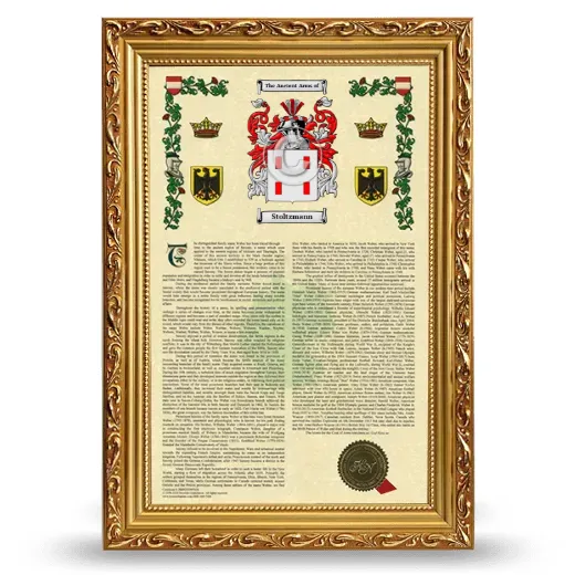 Stoltzmann Armorial History Framed - Gold