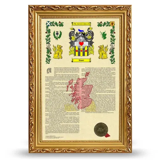 Stoot Armorial History Framed - Gold