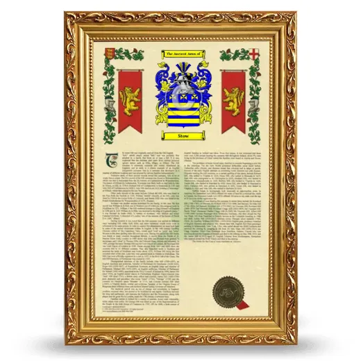 Stow Armorial History Framed - Gold