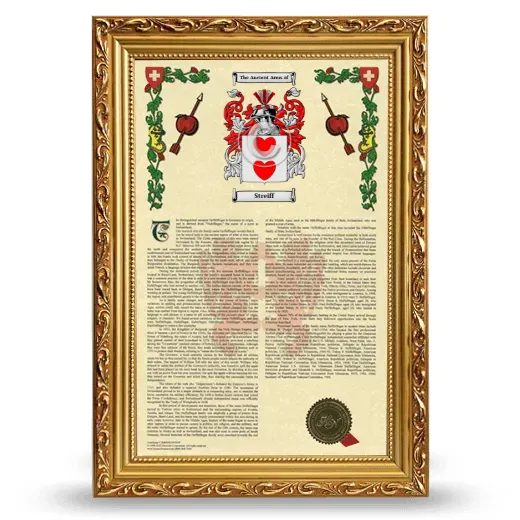 Streiff Armorial History Framed - Gold