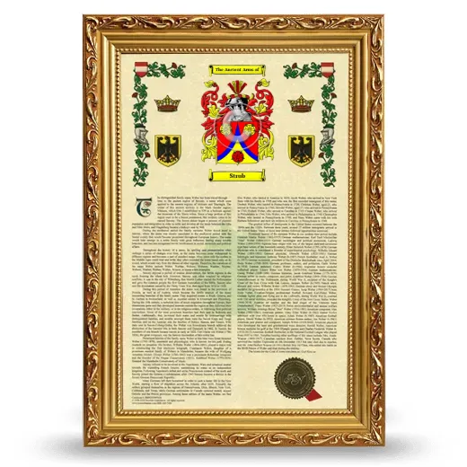 Strub Armorial History Framed - Gold
