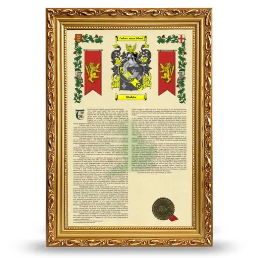 Stubbs Armorial History Framed - Gold