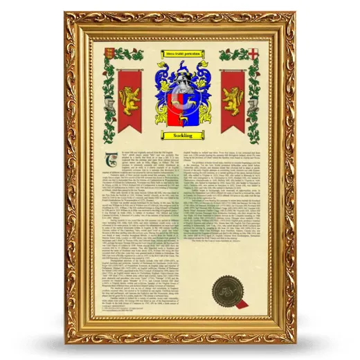 Suckling Armorial History Framed - Gold