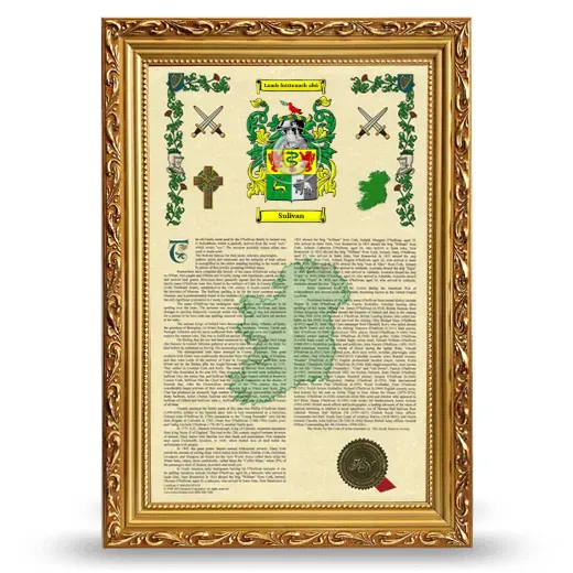 Sulivan Armorial History Framed - Gold