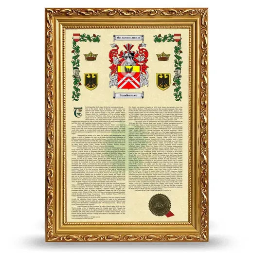 Sunderman Armorial History Framed - Gold