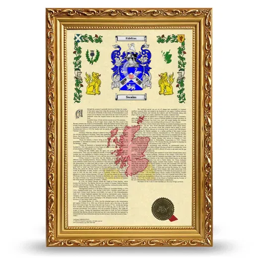 Swaim Armorial History Framed - Gold