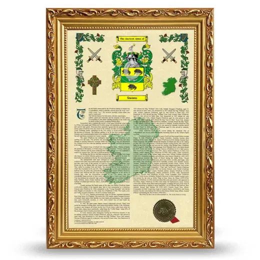 Sween Armorial History Framed - Gold