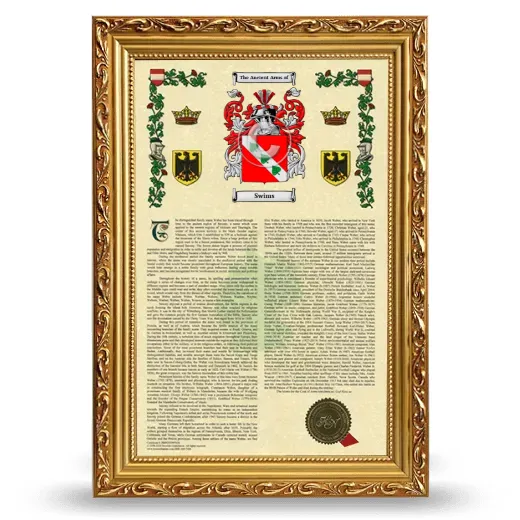 Swims Armorial History Framed - Gold