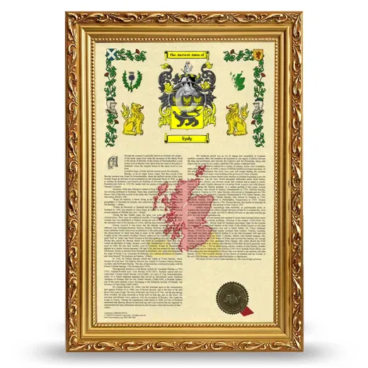 Sydy Armorial History Framed - Gold