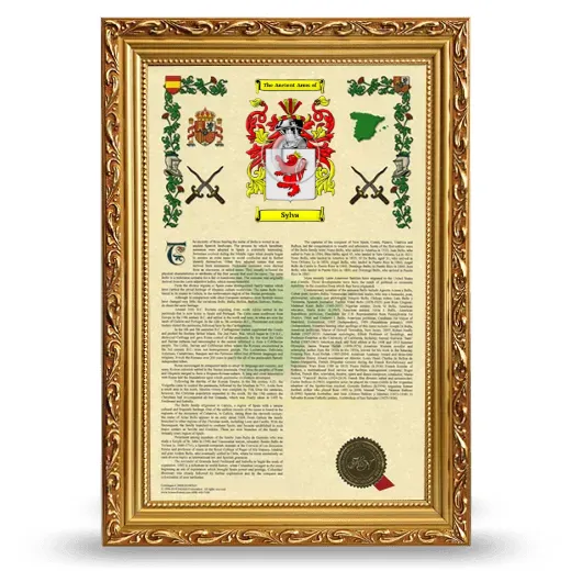 Sylva Armorial History Framed - Gold