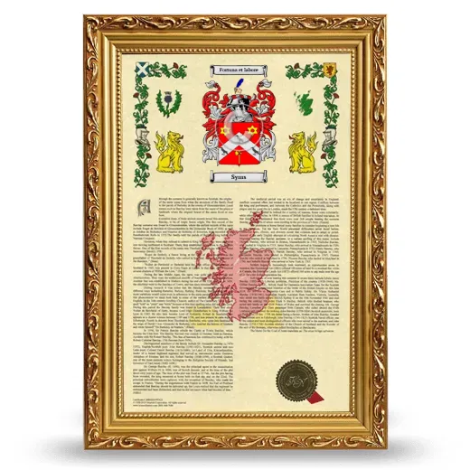 Syms Armorial History Framed - Gold