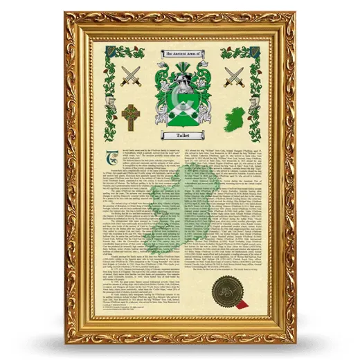 Tallet Armorial History Framed - Gold
