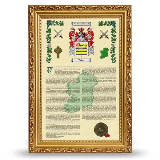 Talun Armorial History Framed - Gold