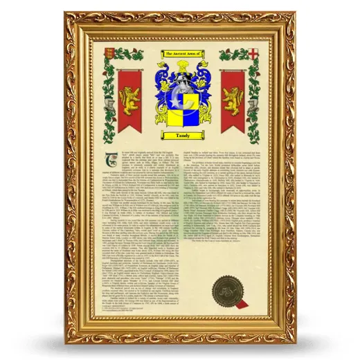 Tandy Armorial History Framed - Gold