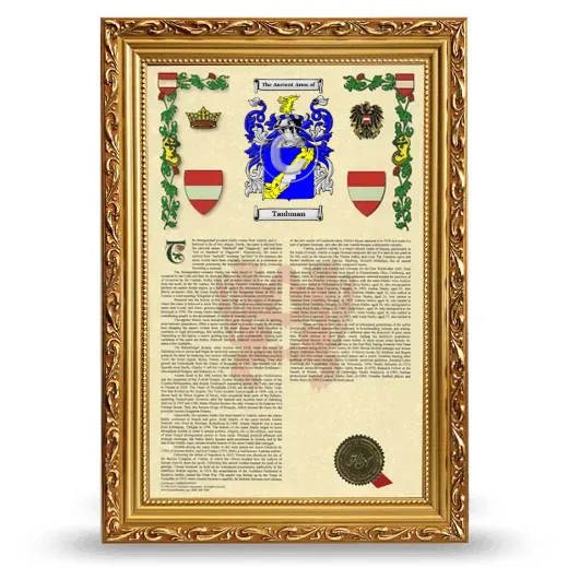 Taubman Armorial History Framed - Gold