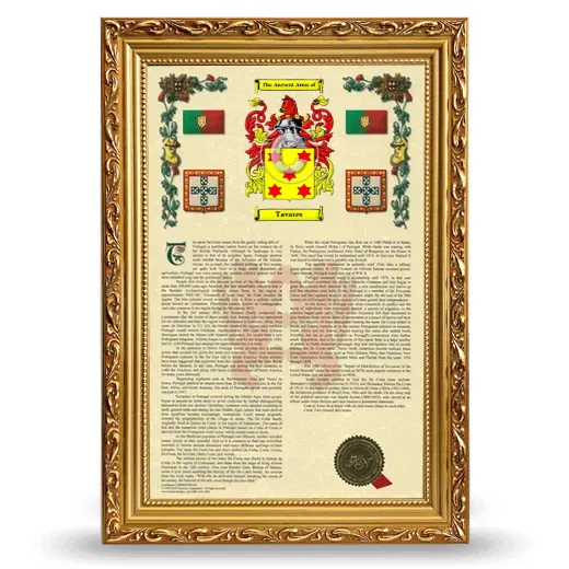 Tavares Armorial History Framed - Gold