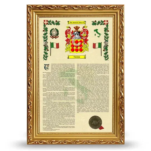 Tavera Armorial History Framed - Gold