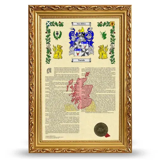 Tavish Armorial History Framed - Gold