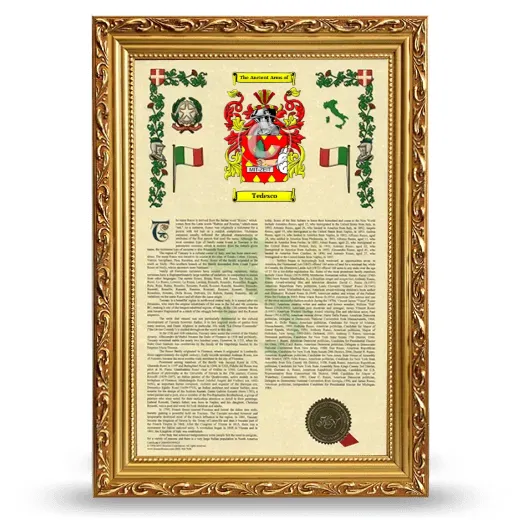 Tedesco Armorial History Framed - Gold