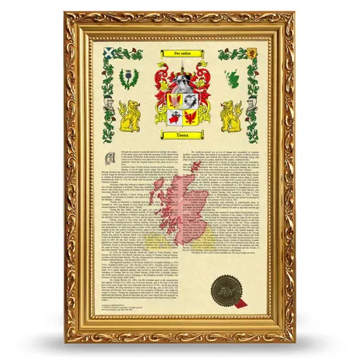 Teers Armorial History Framed - Gold