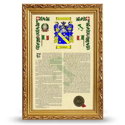 Teramana Armorial History Framed - Gold