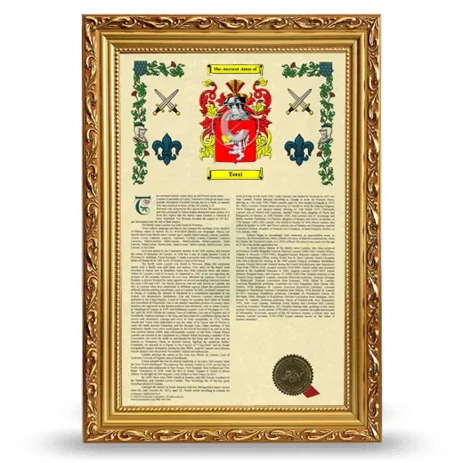 Terri Armorial History Framed - Gold