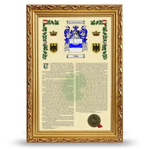 Teske Armorial History Framed - Gold