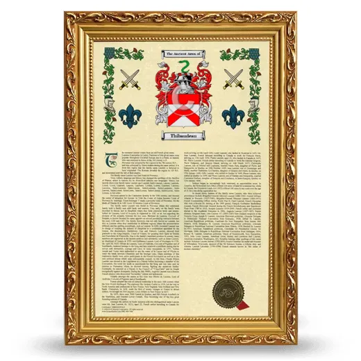 Thibaudeau Armorial History Framed - Gold