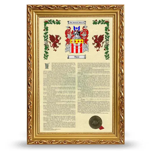 Thow Armorial History Framed - Gold
