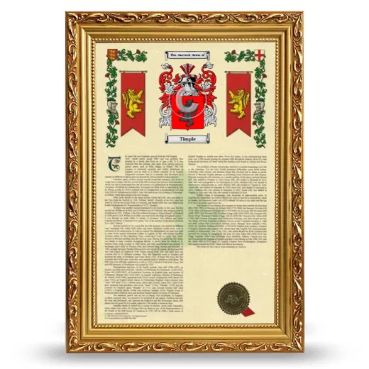 Timple Armorial History Framed - Gold