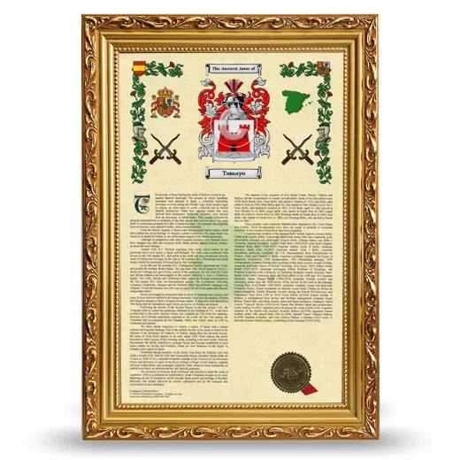 Tomayo Armorial History Framed - Gold