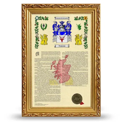Tomsons Armorial History Framed - Gold