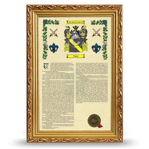 Torcy Armorial History Framed - Gold