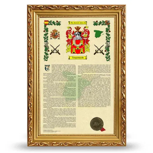 Torquemada Armorial History Framed - Gold