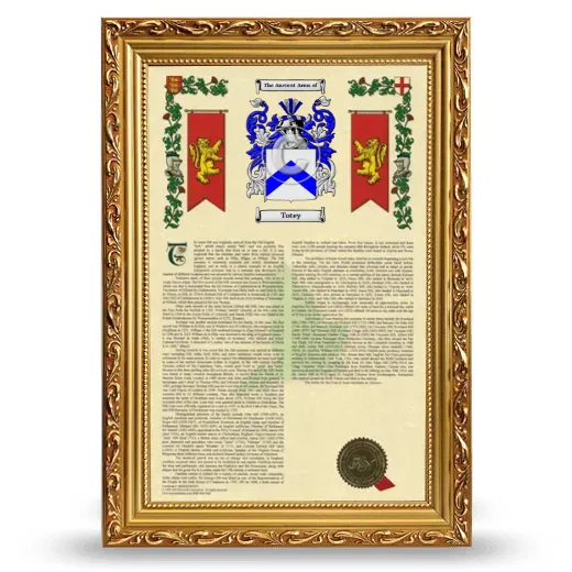 Totey Armorial History Framed - Gold