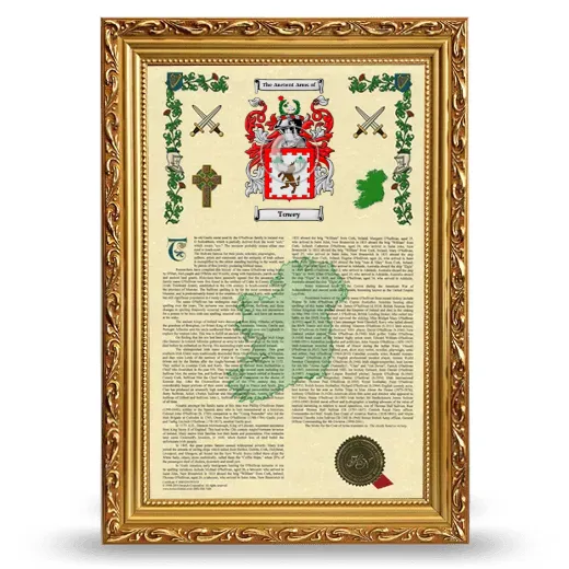 Towey Armorial History Framed - Gold