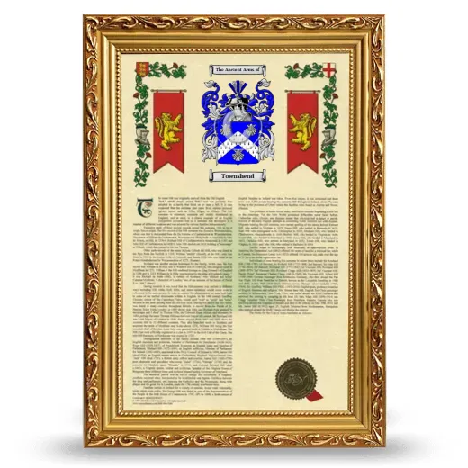 Townshend Armorial History Framed - Gold