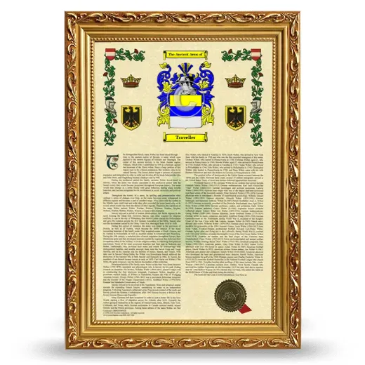 Traveller Armorial History Framed - Gold