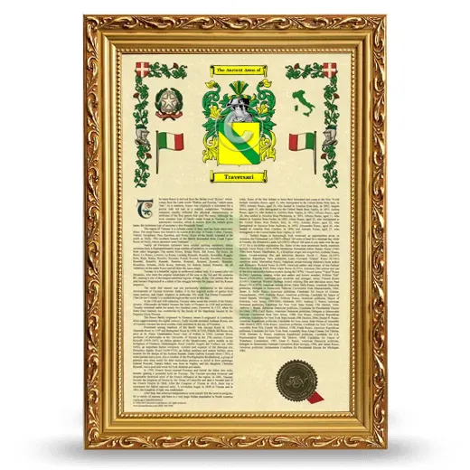 Traversari Armorial History Framed - Gold