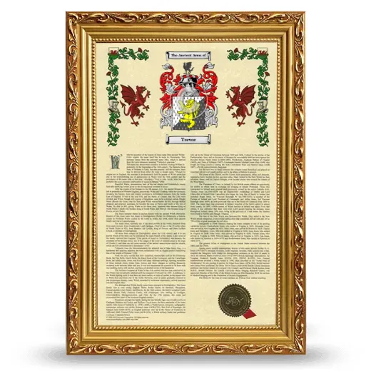 Trevor Armorial History Framed - Gold