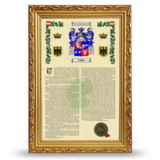 Trinkle Armorial History Framed - Gold