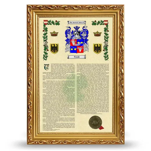 Trunk Armorial History Framed - Gold