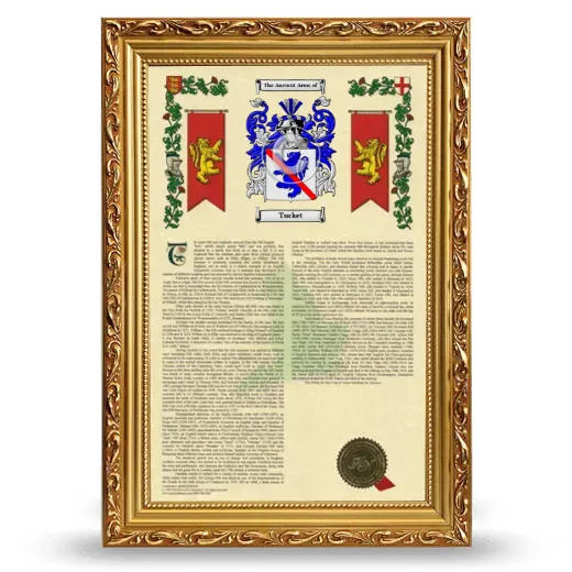 Tucket Armorial History Framed - Gold