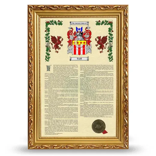 Tuell Armorial History Framed - Gold